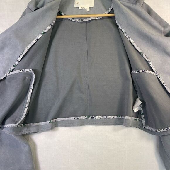 Anthropologie Gray Long Sleeve Open Cropped Stretch Moto Jacket Size Medium - Picture 5 of 11